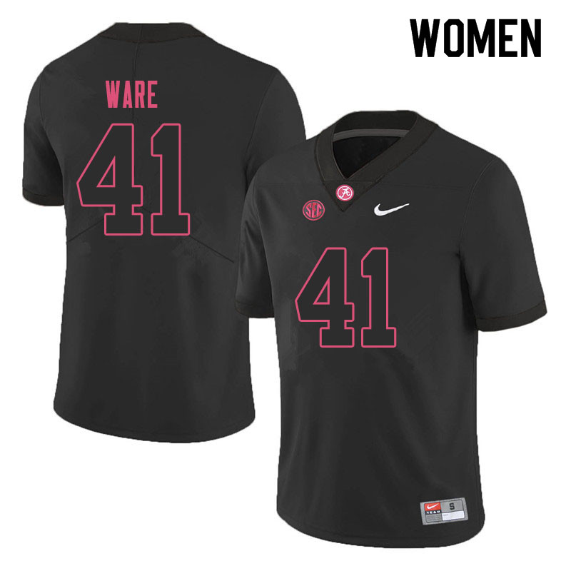 Alabama Crimson Tide Women's Carson Ware #41 Black NCAA Nike Authentic Stitched 2019 College Football Jersey ZY16S22LH
